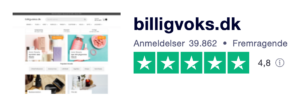 Trustpilot anmeldelser af Billigvoks.dk