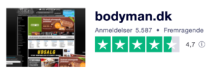 Trustpilot anmeldelser af Bodyman.dk