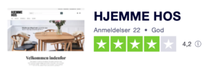 Trustpilot anmeldelser af Shop.HjemmeHos.dk