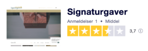 Trustpilot anmeldelser af Signaturgaver.dk